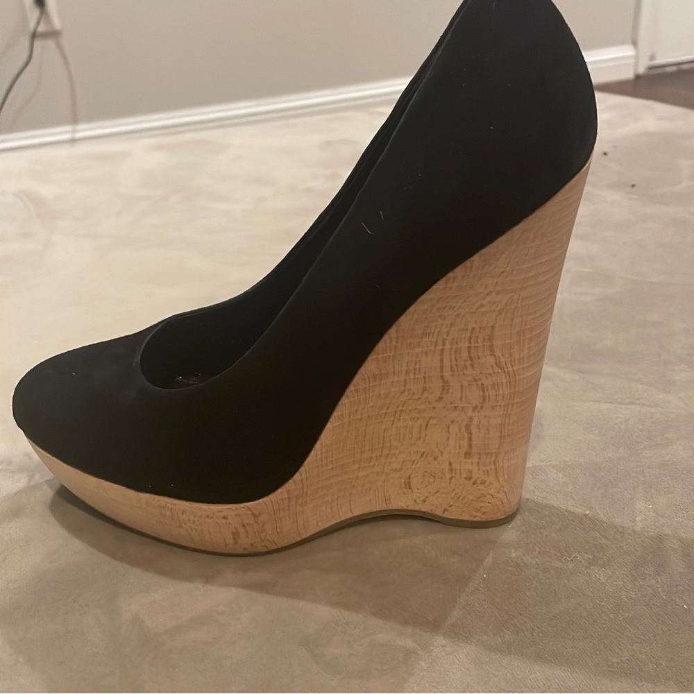 Black Ysl Maryna Suede Wedges